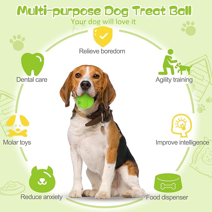 HIPPIH Dog Puzzle Toys 2 Pack, Dog Enrichment Toys for Large Dogs & Small Dogs, Puppy Balls for Treat Dispensing, Durable Balls for Teeth Cleaning/IQ Training/Chewing