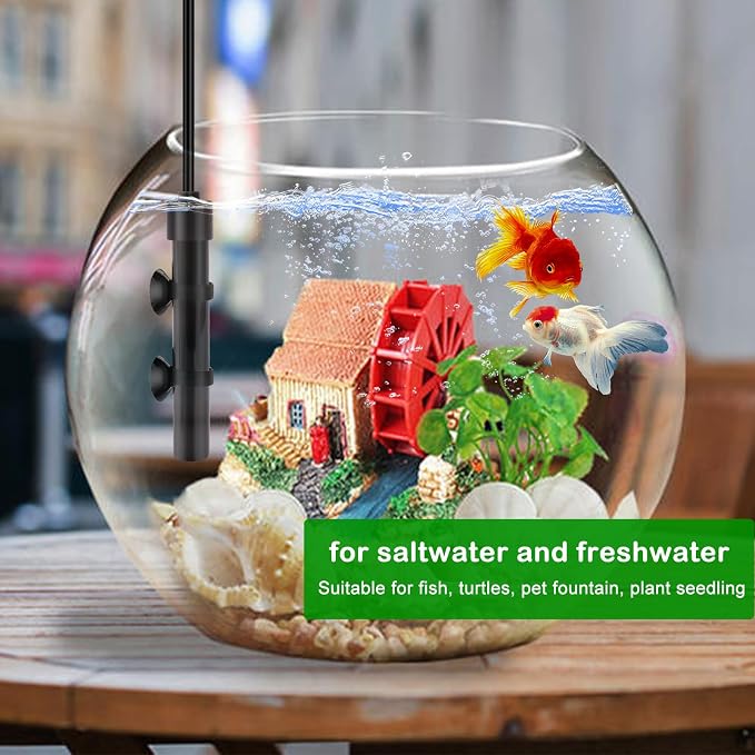 Small Submersible Aquarium Heater, Adjustable Mini Fish Tank Heater 15W 25W 50W with External Temperature Controller, Digital Display, Alumina Ceramic, for 3/5/10 Gallons (50W)