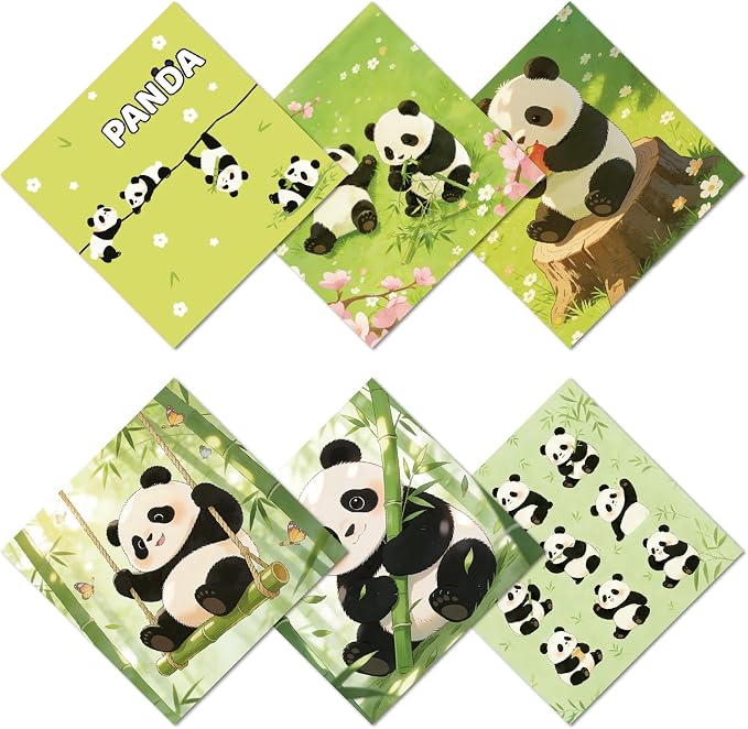 CREATCABIN 6Pcs Glasses Cleaning Cloth Microfiber Cleaning Cloths Suede Fiber Glasses Cleaner Wipes Soft Washable Microfiber Reusable for Eyeglasses Camera Lens Laptops Screens Phone 6 x 6 Inch Panda