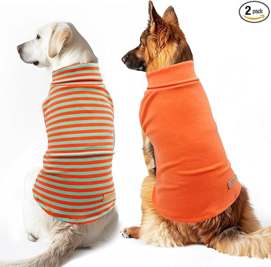KYEESE 2Pack Dog Sweater Stretchy Large Pets Sweater Pullover Pet Sweatshirt Soft Dog Sweaters for Medium Dogs Boy Warm Pets Coats Turtleneck Dogs Clothes