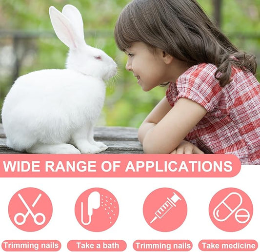Rabbit Bathing Bag,Bunny Grooming Kit, Breathable Mesh Anti Scratch Adjustable Rabbit Grooming Bag,With Bunny Nail Clippers with Light,For Rabbit,Hamster,Squirrel,Chinchilla and Other Small Animals.