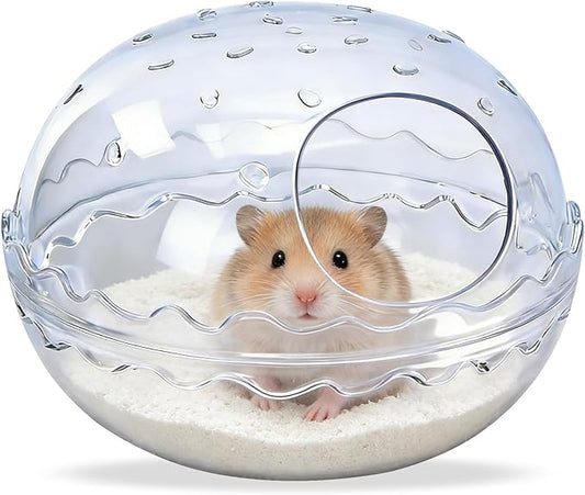 Hamsters Bathtub Box,Hamster Bathroom,dust Bath for Hamster,Hamster Sand Bath Container,Hamster Bath,Hamster Bathing Bowl,Transparent Toilet for for Hamster Cage Accessories (5.5x5.5x4 inch)