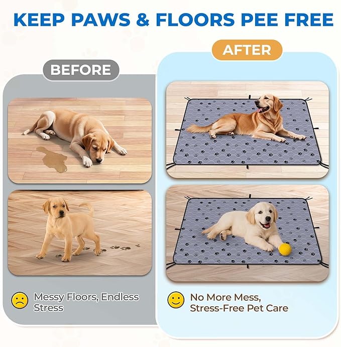 Fostanfly Washable Pee Pads for Dogs, 2 Pack Reusable Super Absorbent Potty Pads, Non-Slip and Leak-Proof 54"x54" for Whelping, Extra Large Potty Training Washable for Puppy