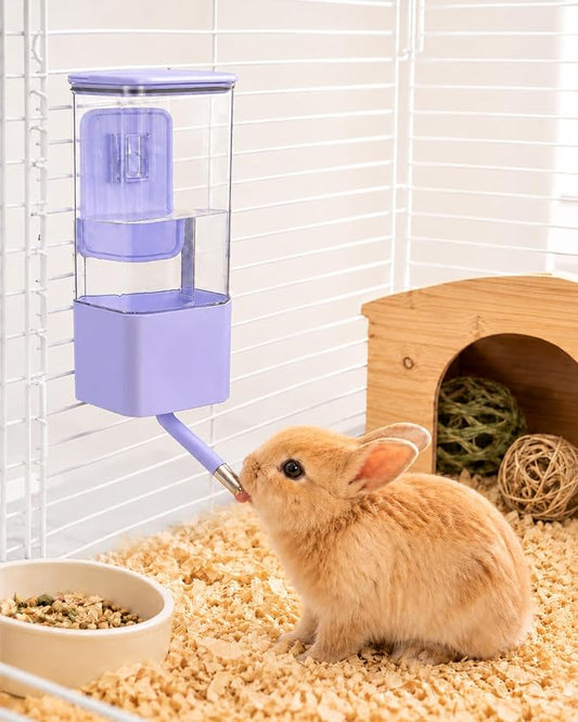 No-Drip Small Animal Water Bottle, 47OZ Large Capacity Leakproof Hanging Pet Water Dispenser for Cage Crate, Water Feeder for Guinea Pig, Hamster, Rabbit, Ferret, Chinchilla (Purple)