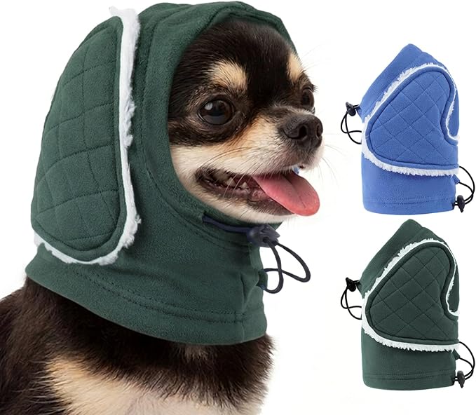 MIGOHI Adjustable Dog Ear Cover for Small Dogs,Dog Ear Muffs with Sound-Absorbing Pads,Head Wrap Calming Hoodie for Dogs Noise Anxiety,Thunder,Fireworks,No Flap Ear Wraps for Dogs Hematoma,M,Green