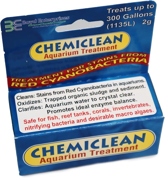 Boyd Chemiclean 2g Treats up to 300 Gallons - Effective Cyanobacteria Chemi-Clean for Marine & Freshwater Aquariums, Safe for Fish, Corals & Invertebrates