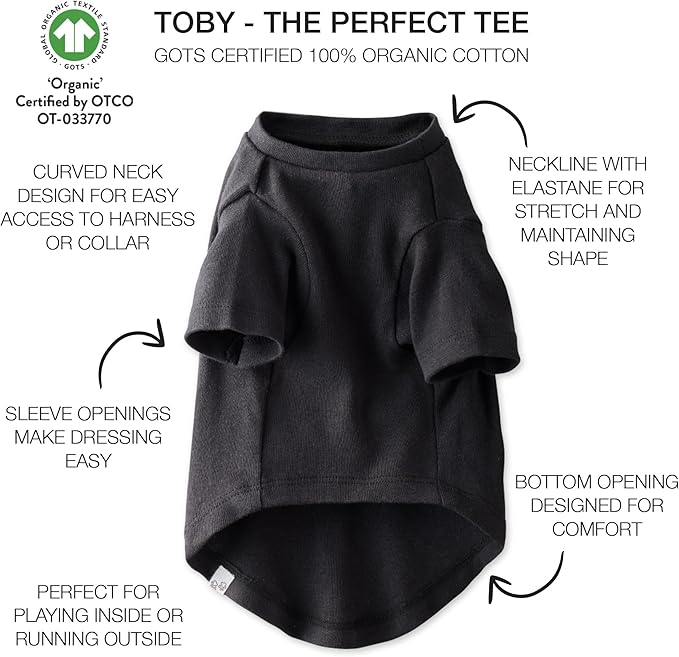 Pet Passion Toby 3-Pack 100% Organic Cotton Dog Short Sleeve T-Shirt Pet Tees for All Breeds, Gray Ombre, X-Small (5-12 lbs)