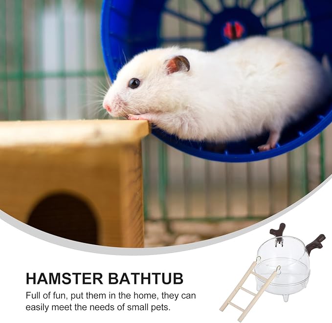 Toyvian Multi-use Hamster Bathroom Toilet Sand Bath Decor Cage Accessory Hideout Ladder Cleaning Easy Pet Care Kit