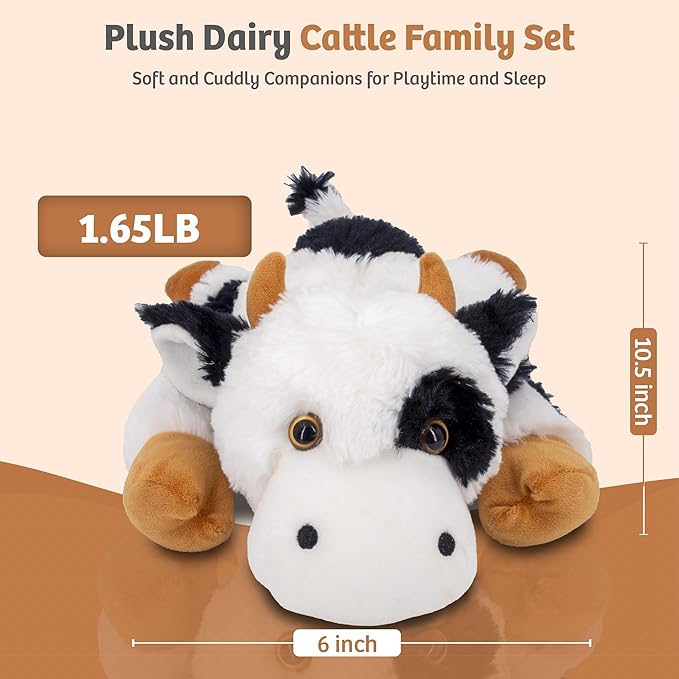 Marysun Microwavable Heated Cow Stuffed Animal - Weighted Stuffed Animal Plush, Heating Pad, Cozy Gift for Girls|Women|Kids|Elderly People, 9.8in, 1.65lb