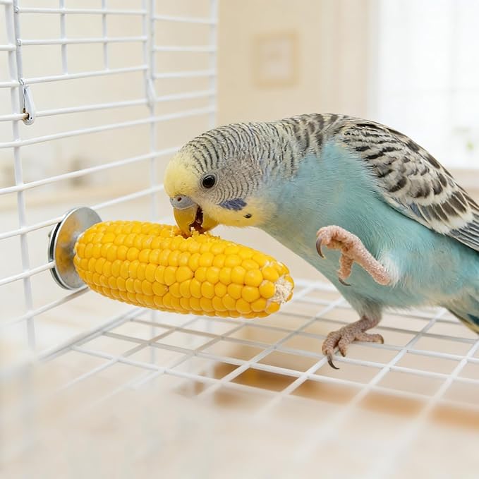 Bird Perches, Parakeet Cage Accessories, 3 Pack Natural Mini Corn Standing Perch Chew Toy, Bird Toys for Budgies, Cockatiels, Lovebirds, Green Cheeks, Small to Medium Birds