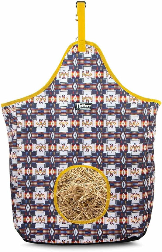 Jeffers Expression Top Loading Hay Bag for Horses & Livestock – Durable 600 Denier Hanging Hay Feeder, Water Resistant with Mesh Bottom, Easy Hanging Snap for Stall, Trailer, Travel - Thunderbird