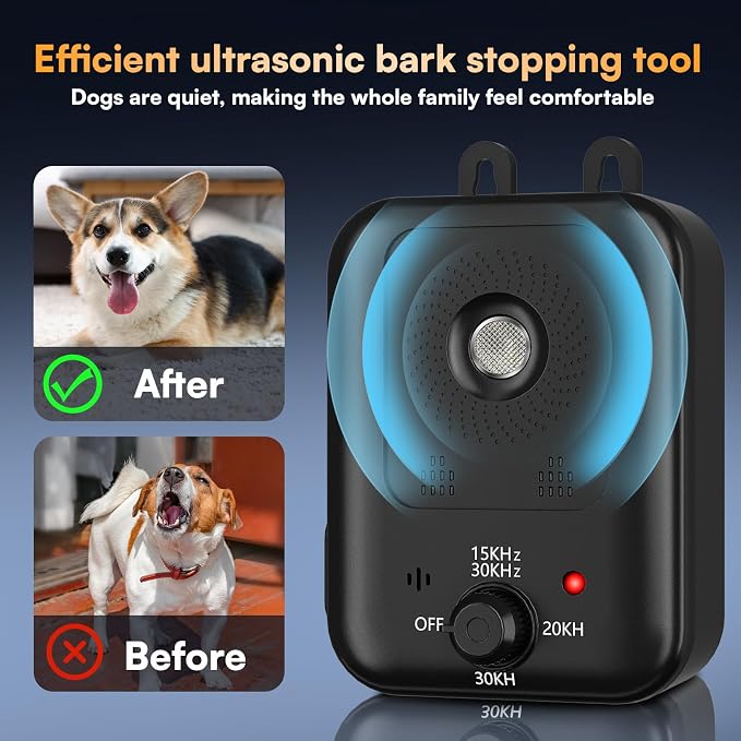 Anti Barking Devices, Auto Barking Control Devices with 3 Modes, Rechargeable Ultrasonic Dog Barking Deterrent Devices Bark Box, Effective Stop Barking Dog Devices for Indoor & Outdoor Use
