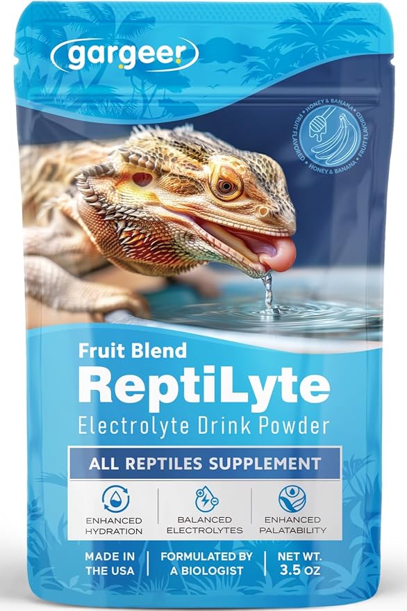 Gargeer 'ReptiLyte' Electrolyte Drink Supplement with Fruit for Reptiles | Hydration & Palatability Boost | Bearded Dragons, Geckos, Lizards, Tortoises | Made in USA. Enjoy!