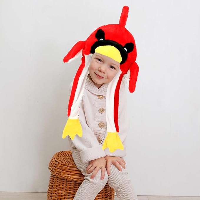 Bubblepompom Animal Hat with Ears Moving Jumping Pop Up Beating Hat Plush Holiday Cosplay Dress Up Funny Gift for Kids