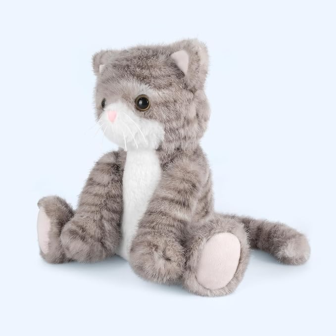 SuzziPals Heatable & Coolable Grey Cat Stuffed Animal, Cat Heating Pad Microwavable for Soothing & Relaxation, Lavender Scented Cat Plush Toy for Stress Relief, Stuffed Cat Toys for Kids
