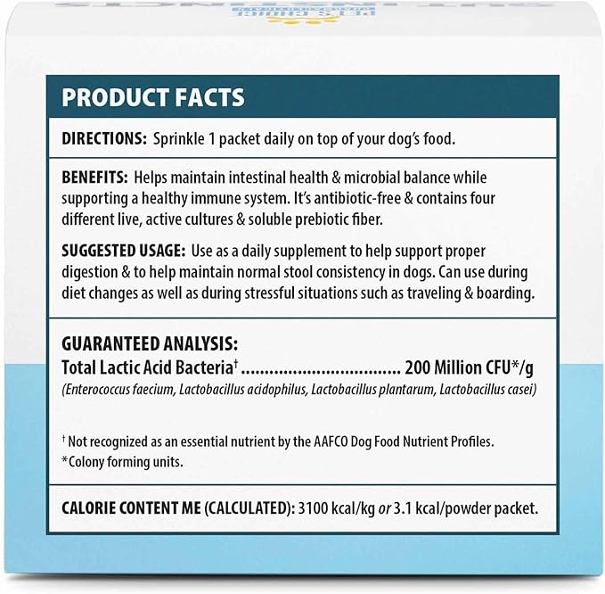 Pet's Choice Gut Instincts Probiotic Supplement Powder Packets for Dogs, 30 ct, Veterinary Formulated Dog Probiotics with Vitamins for Gut Health, Digestive Balance, Diarrhea Support, Chicken Flavor