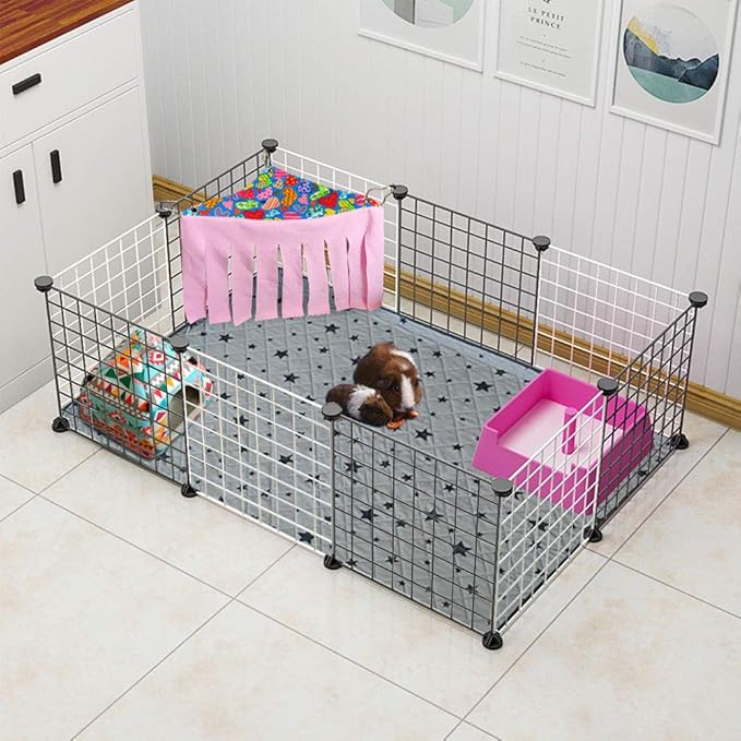 RIOUSSI Guinea Pig Hideout Hideaway Corner Fleece Toys Cage Accessories with Reversible Sides. Pink, Triangle