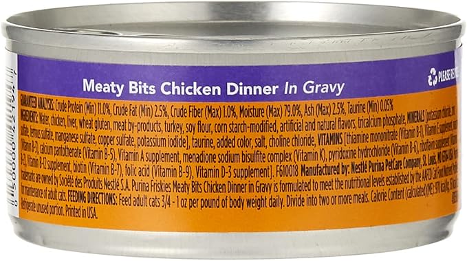 Friskies Chicken Dinner in Gravy Meaty Bits, 5.5 Oz (Pack of 3)