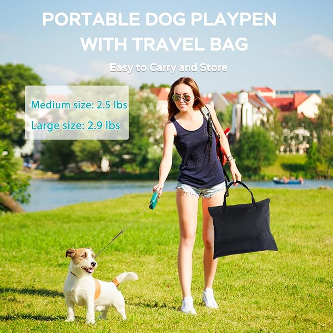 Portable Foldable Pet Playpen Collapsible Crates Kennel Playpen for Dog cat and Rabbit &Travel playpen Outdoor or Indoor (Medium（31.5" L x 23.6" W x 21.7" H）, Green)
