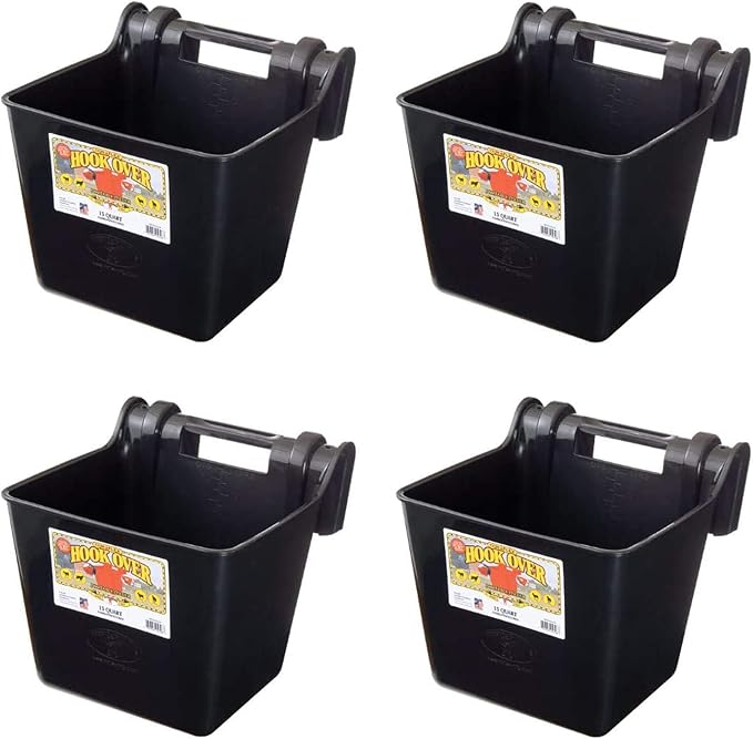 Little Giant HF15BLACK Heavy Duty 15 Quart Mountable Plastic Hook Feeder, Black (4 Pack)