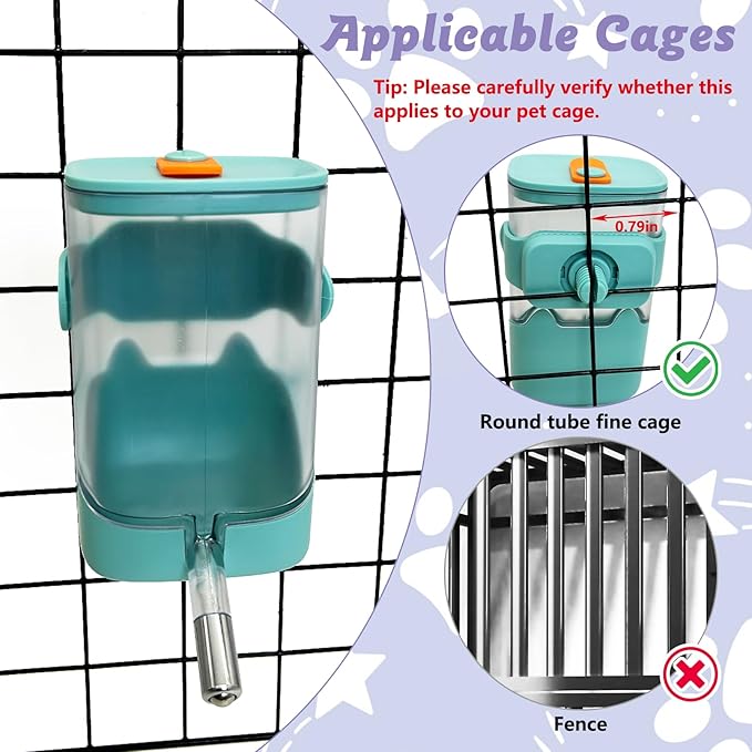 24oz Automatic Rabbit Water Dispenser for Cage Hanging Guinea Pig Water Bottle No Drip Bunny Water Feeder for Ferret Rat Hamster Chinchilla and Other Small Animals (Green)