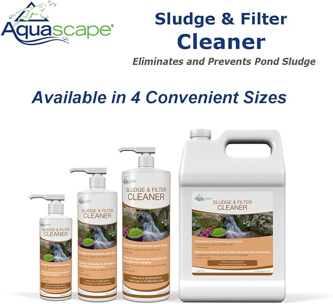 Aquascape 98889 Sludge & Filter Cleaner Water Treatment for Pond and Water Features, 8-Ounce Bottle