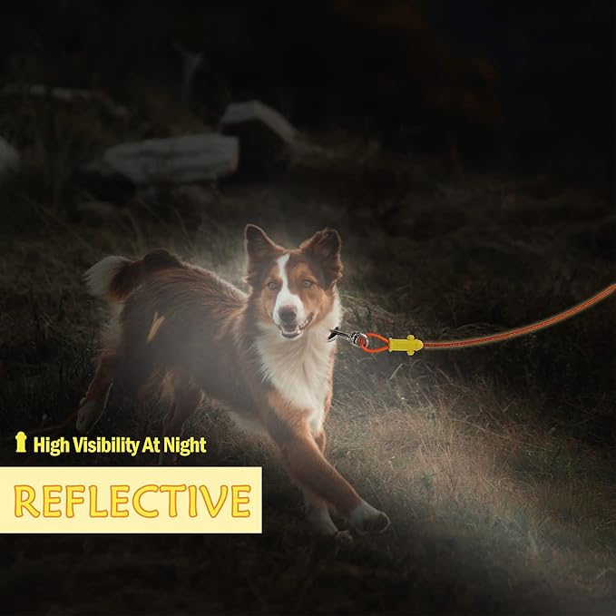 Petest Reflective Tie Out Cable with Crimp Cover for Large Dogs Up to 90 Pounds, 40 Feet