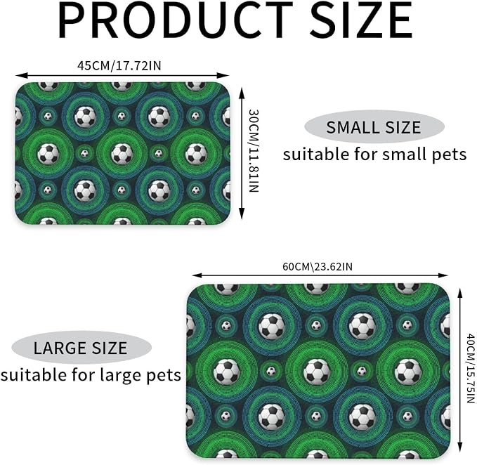 Dog Food Mat, Absorbent Water Bowl Mats Cool Soccer Football Black Cat Pet Feeding Placemats