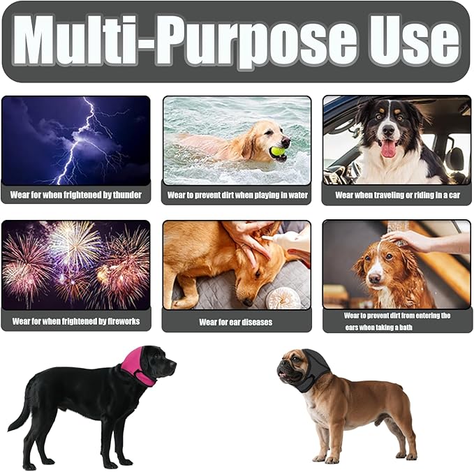 Dog Ear Muffs Noise Protection, Dog Ear Covers for Bath, Dog Quiet Ear Wrap, Waterproof Dog Calming Hoodie for Hematoma, Bathing, Drying, Swim& Noise Anxiety Relief