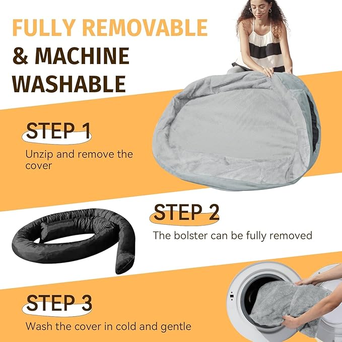 Orthopedic Dog Bed for Medium Dogs, Waterproof Dog Bed with Removable Bolsters, Egg Crate Foam Pet Couch for Medium Size Dog with Machine Washable Cover & Non-Slip Bottom, Silver