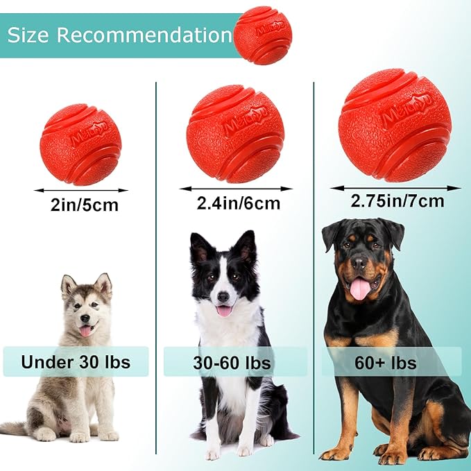 4 Pcs Rubber Balls, 2.4in/6cm in Diameter for Medium Dogs 30-60 Lbs - High Bounce, Waterproof, Chew Resistant Toy Balls Belgian Malinois Gifts (6cm)