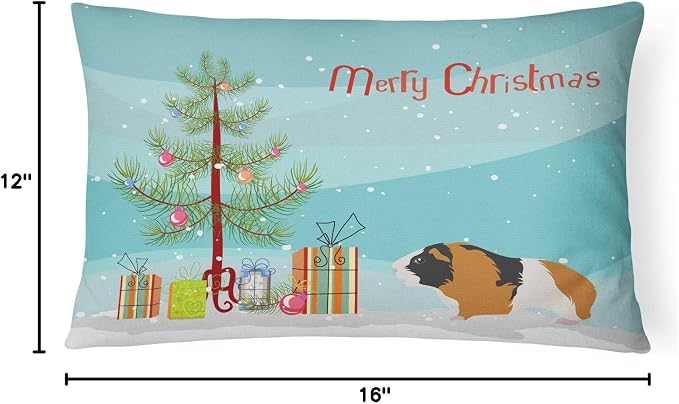 Caroline's Treasures CK4444PW1216 Rex Guinea Pig Merry Christmas Canvas Fabric Decorative Pillow Machine Washable, Indoor Outdoor Decorative Pillow for Couch, Bed or Patio, 12HX16W