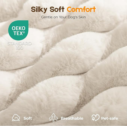 Orthopedic Dog Bed for Medium Dog, Waterproof Pet Bed,Non-Slip Bottom and Egg-Crate Foam with Removable Washable Cover Crate Bed,Cream,30"x20"x3"