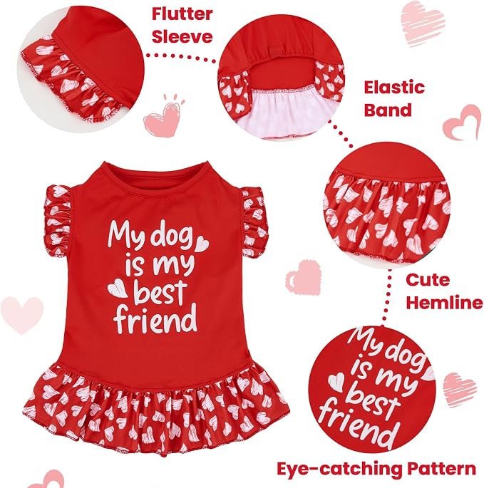 XPUDAC 4 Pack Cute Dog Dress for Small Dog, Floral Puppy Dress Sweet Girl Pet Skirt Outfits Colorful for Birthday Holiday Spring Summer Pet Clothes for Girls, XS