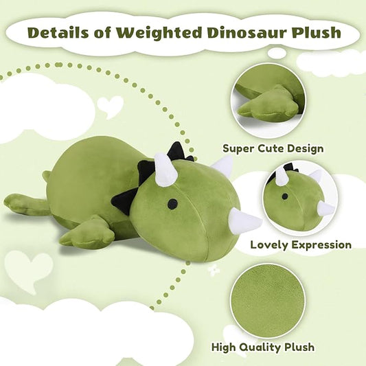 Finebee Weighted Dinosaur Stuffed Animals, Cute Weighted Dino Plush, Soft Stuffed Weighted Plushie Pillow Gifts for Kids & Adults (23.6" 3.1Lbs)