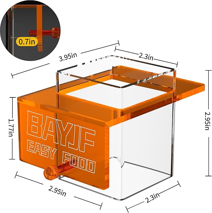 Hanging Acrylic Fish Feeding Ring for Aquarium,Transparent Orange Square Fish Food Feeder for Aquarium Accessories,Suitable for Betta Guppy Clownfish