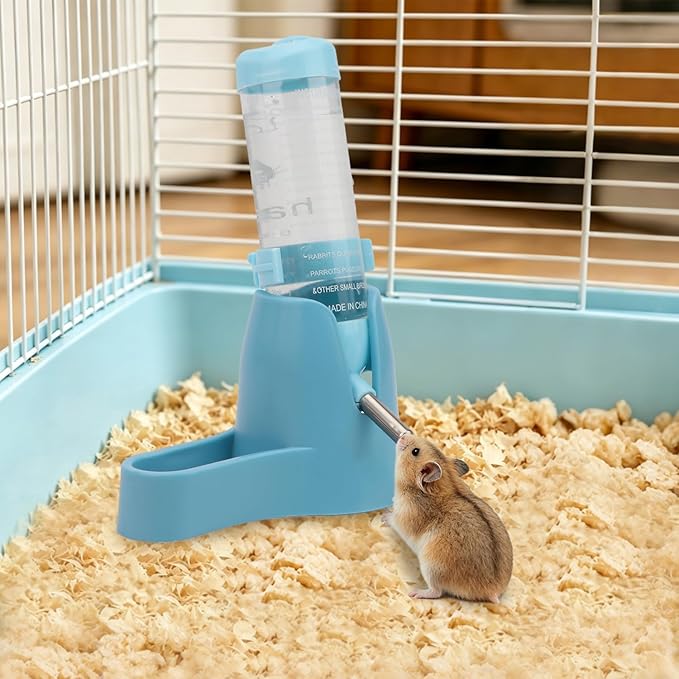 Litewoo 3 in 1 Hamster Water Bottle Small Animal Water Bottle with Food Container Base Hut Hanging Pet Automatic Feeding Drinking Dispenser for Dwarf Hamster Rats Mouse Gerbil Mice