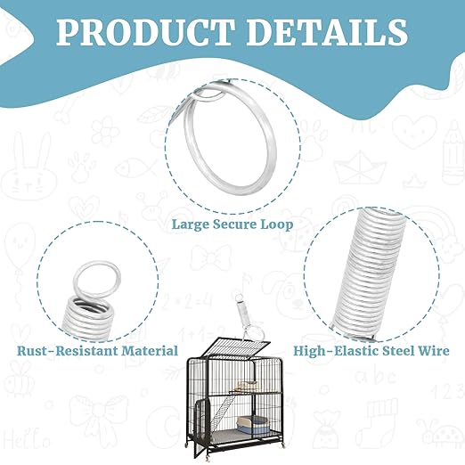 40 Pack Multi-Functional Metal Finger Spring Latch Hook for Rabbit Cage Door Dog Crate Lock Cat Door Latch for Fixing Small Animal, Rabbit, Dog, Parrot, Guinea Pig,Squirrel