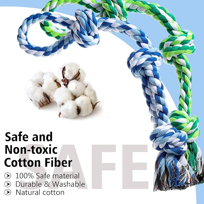 XIGOU Dog Rope Toy, 2 Pcs Indestructible Dogs Toys, Dog Chew Toys for Aggressive Chewers, Tough Puppy Teething Chew Toys for Boredom, Dental Cleaning Tug of War Dog Toy, Great for Small to Large Breed