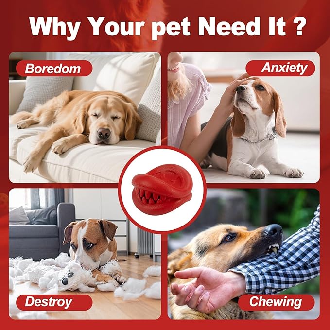 Durable Natural Rubber Dog Chew Toys for Aggressive Chewers, Treat Dispensing Dog Toys, Interactive Enrichment Toy to Keep Dogs Busy, Mental Stimulation, Clean Teeth