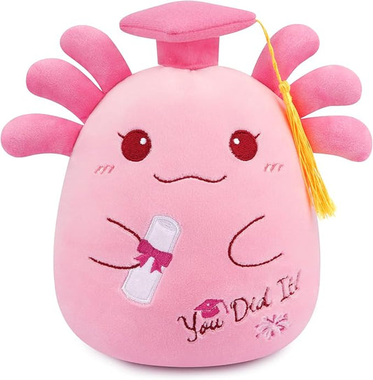 Graduation Axolotl Plush, 8 inch Graduation Stuffed Animal with Diploma Tassel Graduation Hat, 2026 Kindergarten Graduation Gifts for Kids, High School Graduation Gifts