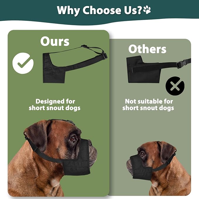 Mayerzon Pitbull Muzzle, Soft Dog Muzzle with Anti-Slip Strap for American Bully Bulldog Boxers Rottweilers, Fabric Mouth Guard for Medium Large Short Snout Dog Anti Biting Chewing, Allow to Drink