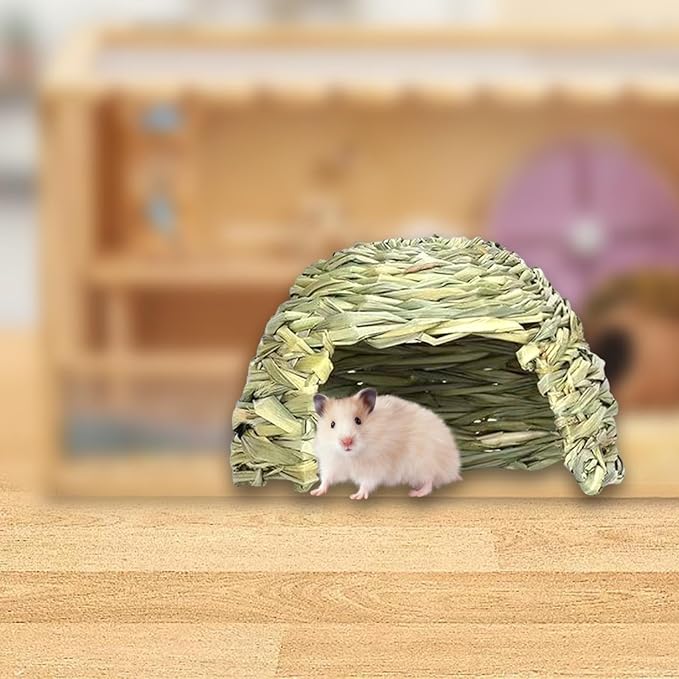 Hideaway Hut Toy Comfortable Playhouse Comfortable Baby Rabbit Hideaway Hut Rabbit Straw Nest for Ferret Small Animals Bunny, 21cmx14cm