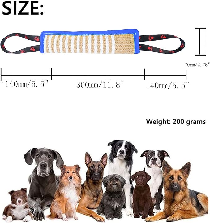Clysoru Dog Tug Toy Tough Jute Bite Pillow Lasting Training Equipment Puppy to Large Dogs Interactive for Large and Small