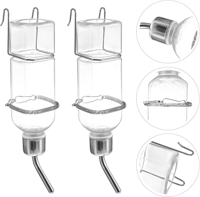Mipcase 2pcs Pet Water Fountain Plastic Hanging Dispenser for Guinea Pigs and Animals Leakproof Easy to Install Convenient Pet Supply