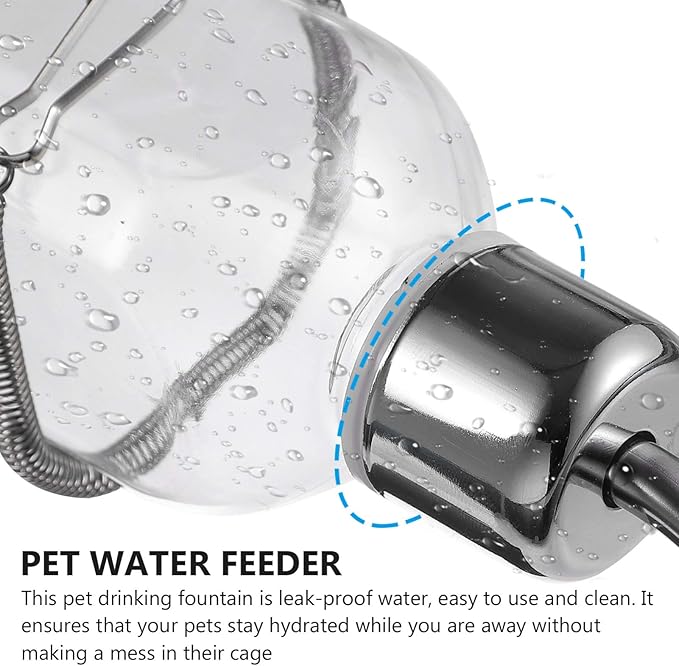 Mipcase Small Animal Water Bottles 4 Pack with Hooks and Springs Leak-Proof Hanging Water Dispenser Rabbit Feeder Pet Drinking Fountain 2.16X4.09X9.05 Inch