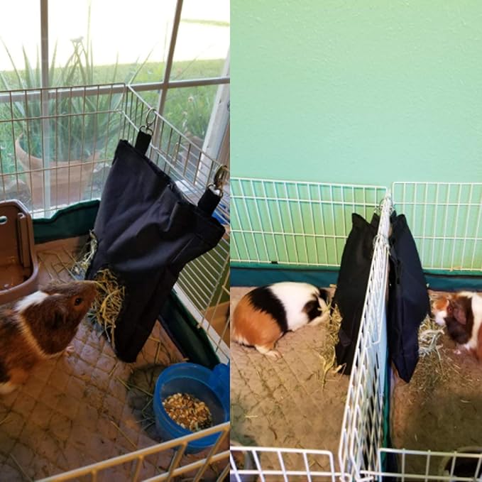 Rabbit Hay Feeder Bag, Guinea Pig Hay Feeder Storage, Rabbit Hay Bag, Guinea Pig Hay Feeder,11in X9.4in Small Animal Feeder Bag,600D Oxford Cloth Fabric (Green)