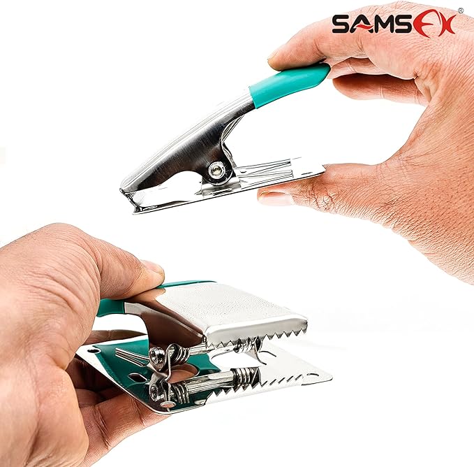 SAMSFX Fish Cleaning Board Tools - Fillet Clamp w/Screws Deep-Jaw Fish Tail Clip Board for Scaling Table Bait with Green Grip