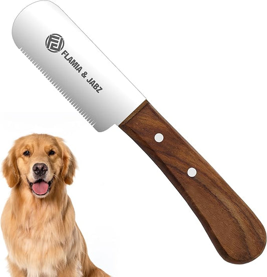 Professional Dog Grooming Hand Stripping Knife, Stripper Trimmer Tool, Red Meranti Wooded Handle non slip grip with Tripping Stainless Steel blade (Fine, Right Handed)