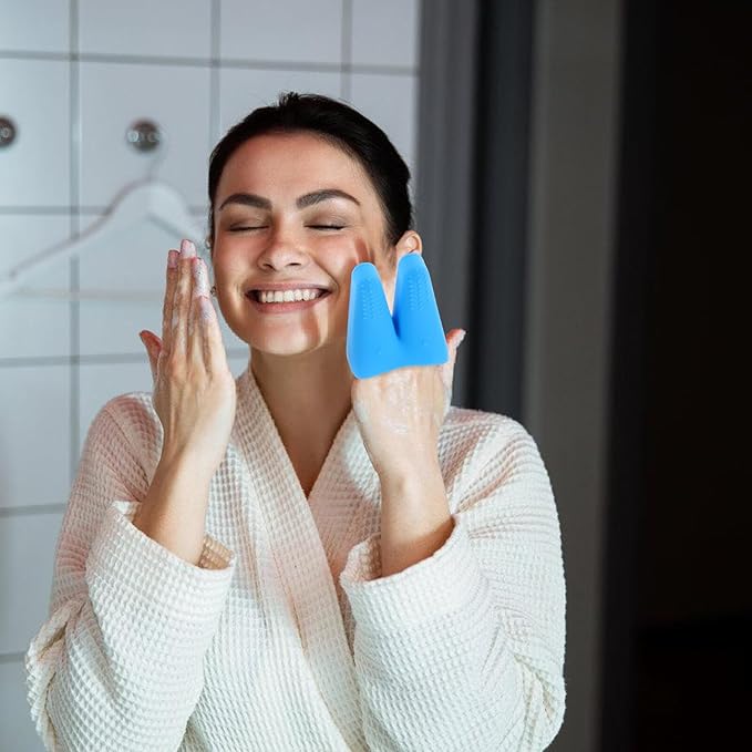 WOONEKY Silicone Face Scrubber Set 3pcs Soft Facial Cleansing Brush for Women Manual Exfoliating and Deep Cleaning with Cute Rabbit Ear Design for Daily Skin Care